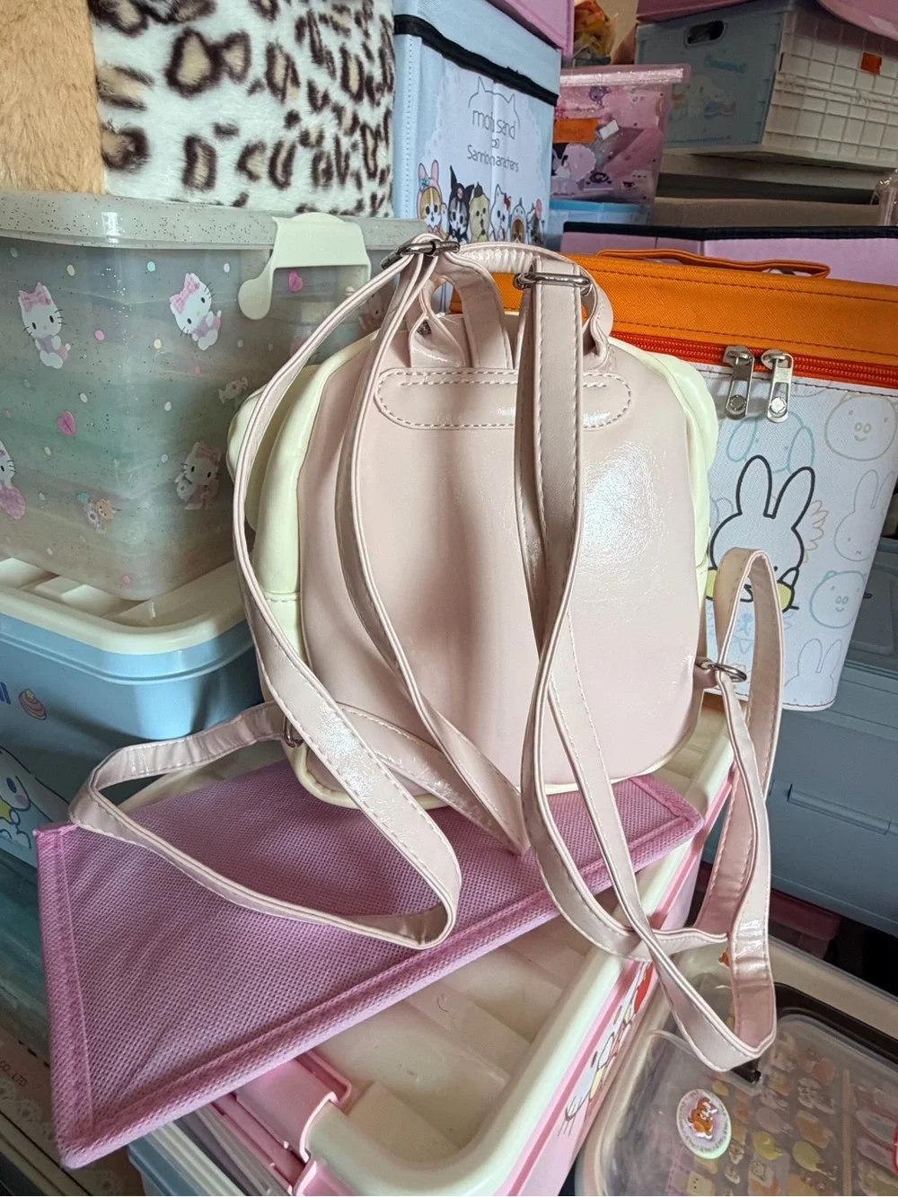 Cute Cream & Pink Bear Crossbody Bag for Kids